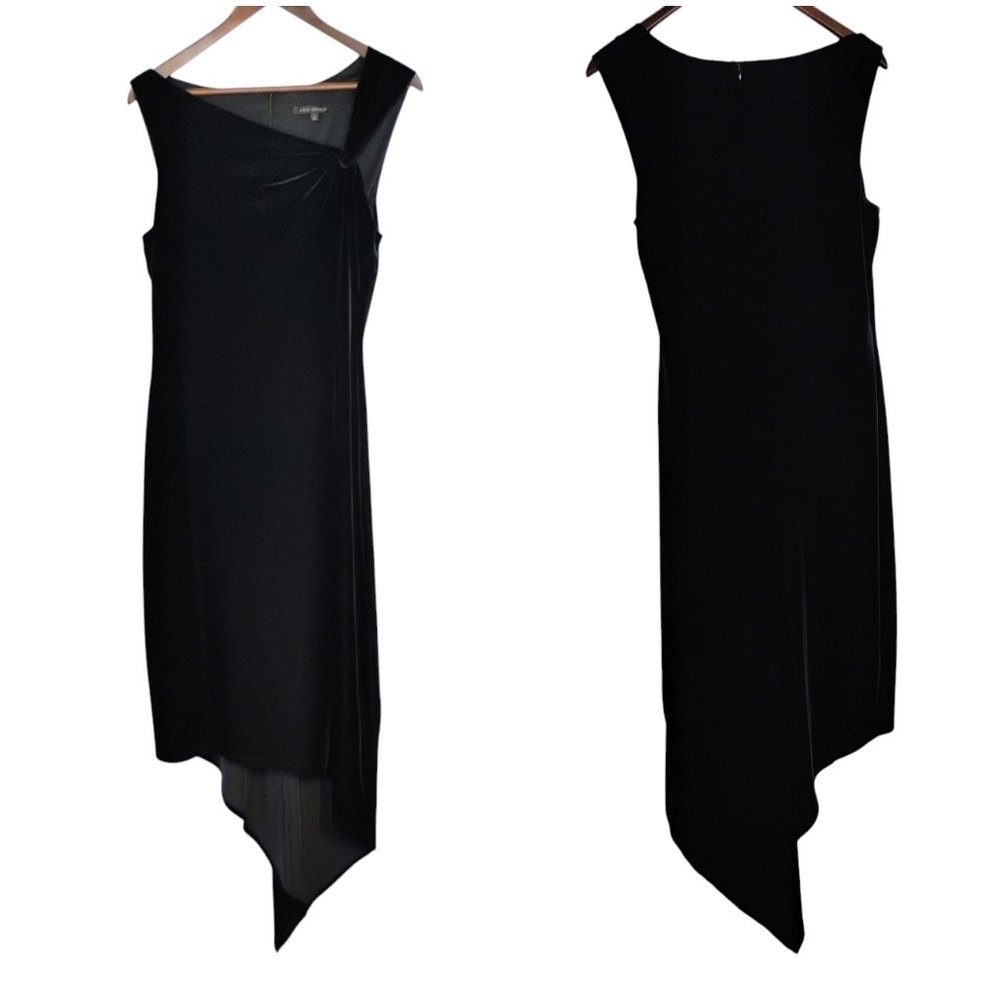 David Meister Vintage Velvet Maxi Gown Womens 12 Black Asymmetrical Whimsigoth